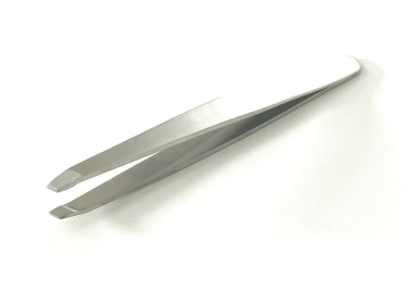 Eyebrow Grooming Hair Removal Tweezers Slanted Tip Silver